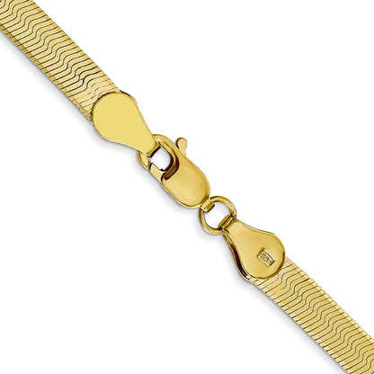 18 Inch 10K Yellow Gold 4mm Silky Herringbone Chain Necklace