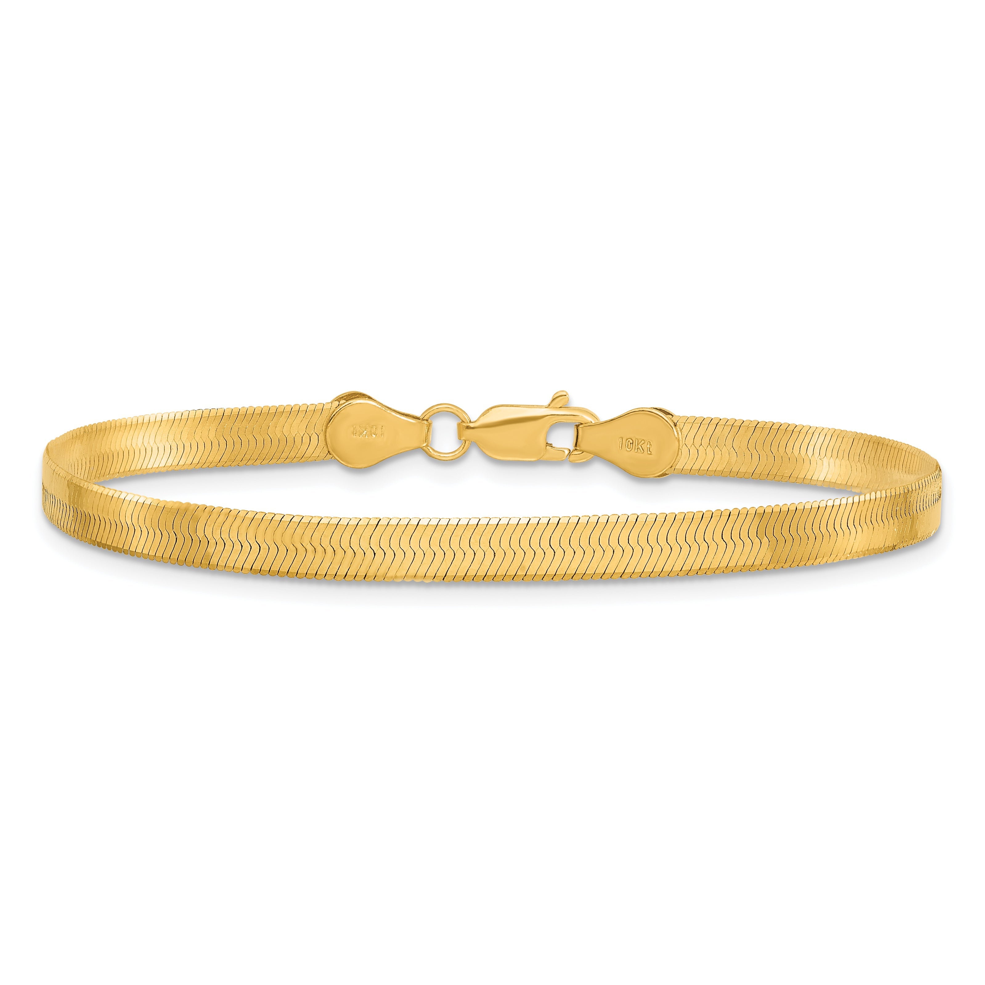 8 Inch 10K Yellow Gold 4mm Silky Herringbone Chain Bracelet