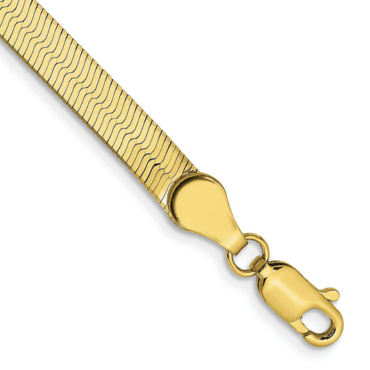 9 Inch 10K Yellow Gold 4mm Silky Herringbone Chain Bracelet