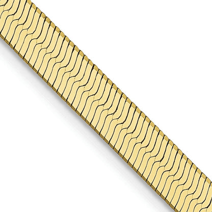 22 Inch 10K Yellow Gold 4mm Silky Herringbone Chain Necklace