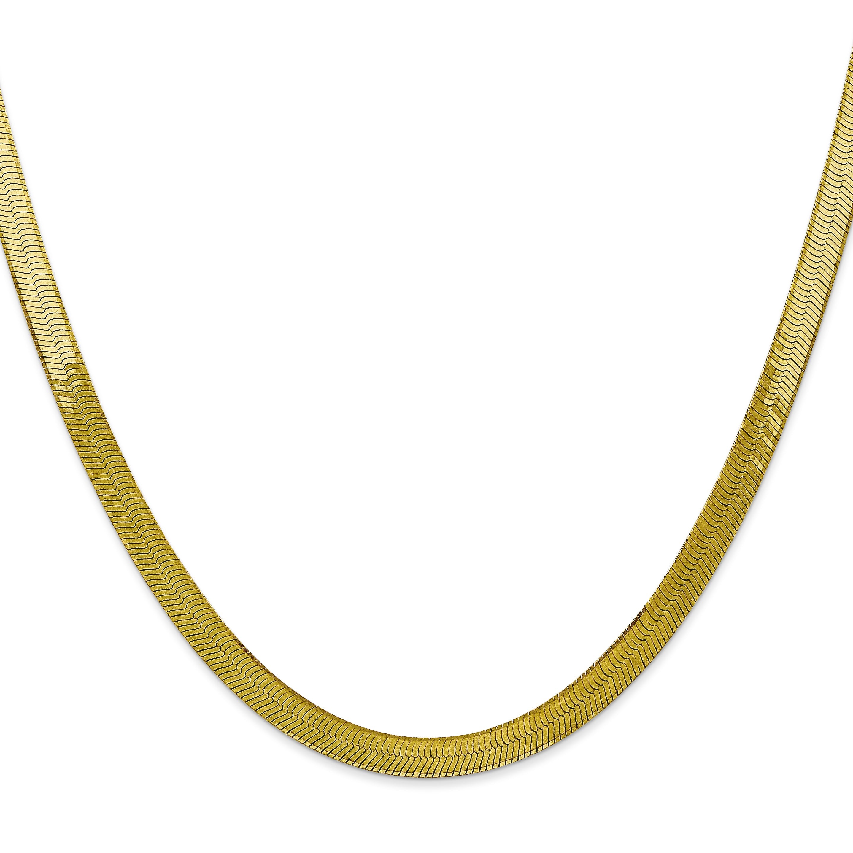 22 Inch 10K Yellow Gold 5mm Silky Herringbone Chain Necklace