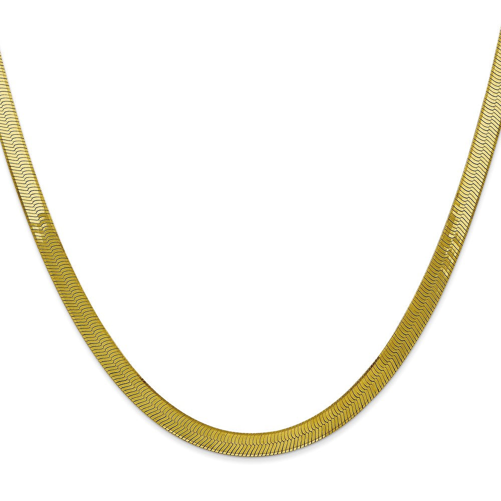 18 Inch 10K Yellow Gold 5mm Silky Herringbone Chain Necklace
