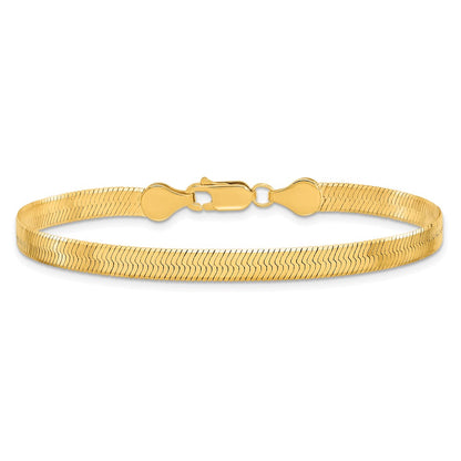 8 Inch 10K Yellow Gold 5mm Silky Herringbone Chain Bracelet