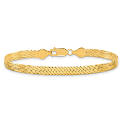 8 Inch 10K Yellow Gold 5mm Silky Herringbone Chain Bracelet