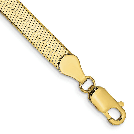 7 Inch 10K Yellow Gold 5mm Silky Herringbone Chain Bracelet