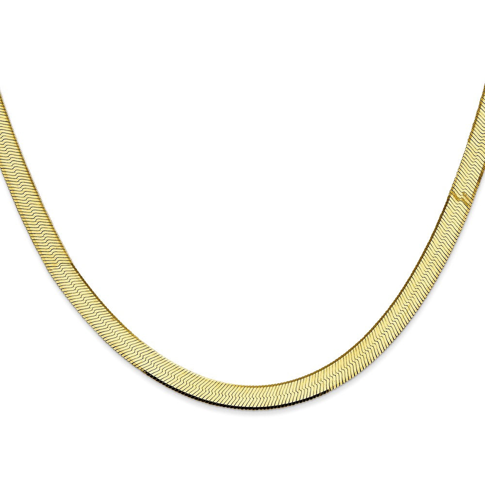 16 Inch 10K Yellow Gold 5.5mm Silky Herringbone Chain Necklace
