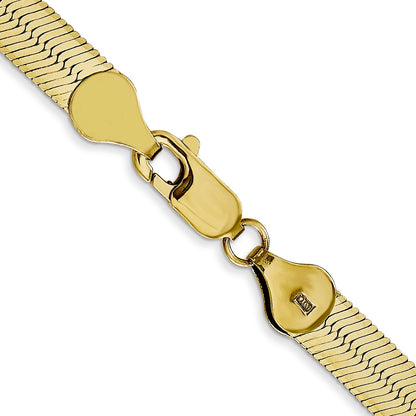 18 Inch 10K Yellow Gold 5.5mm Silky Herringbone Chain Necklace