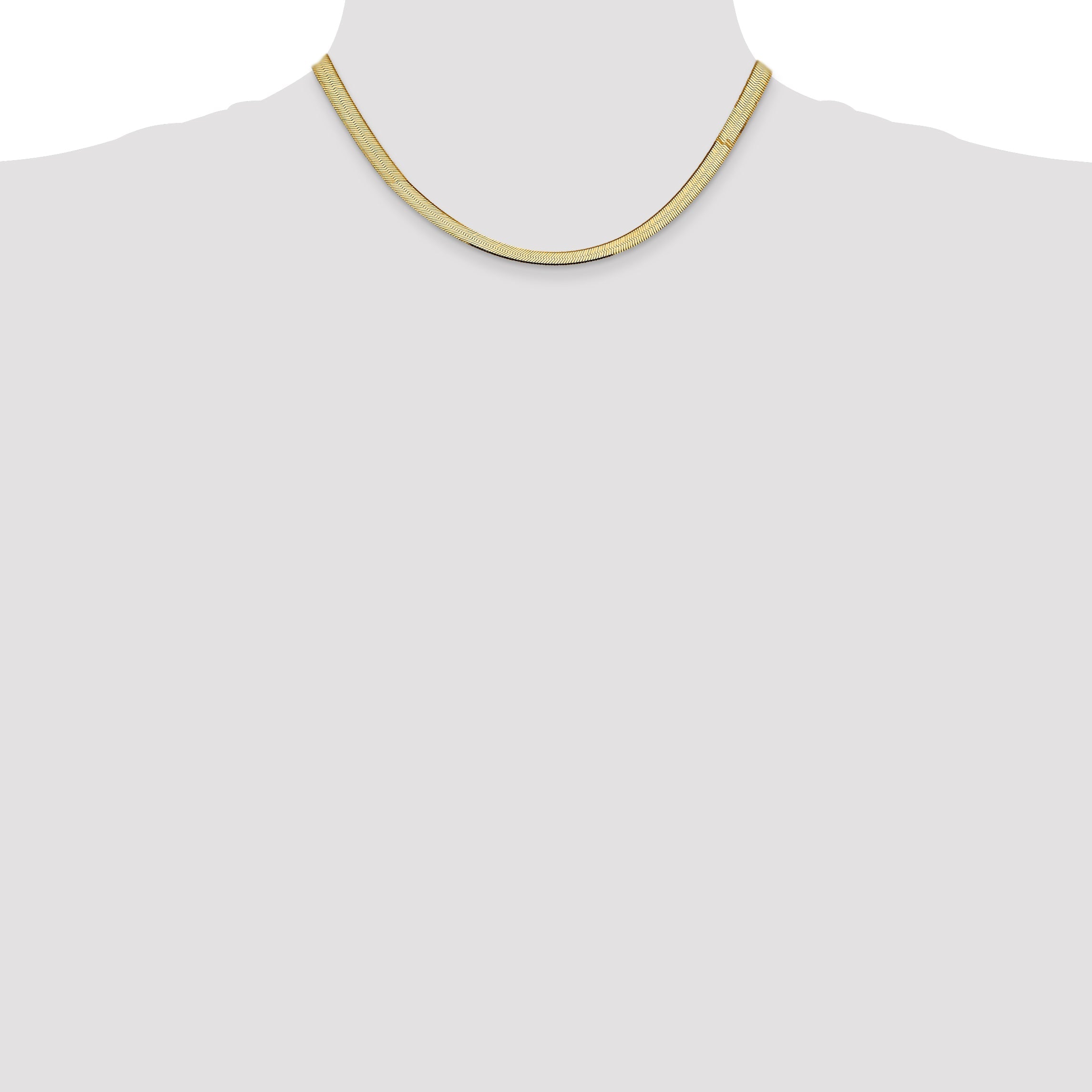 16 Inch 10K Yellow Gold 5.5mm Silky Herringbone Chain Necklace