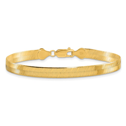 7 Inch 10K Yellow Gold 5.5mm Silky Herringbone Chain Bracelet