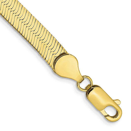7 Inch 10K Yellow Gold 5.5mm Silky Herringbone Chain Bracelet