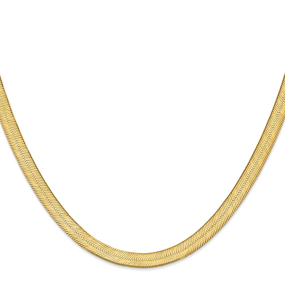 2 Inch 10K Yellow Gold 10K 6.5mm Silky Herringbone Chain Necklace