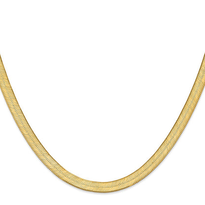 2 Inch 10K Yellow Gold 10K 6.5mm Silky Herringbone Chain Necklace
