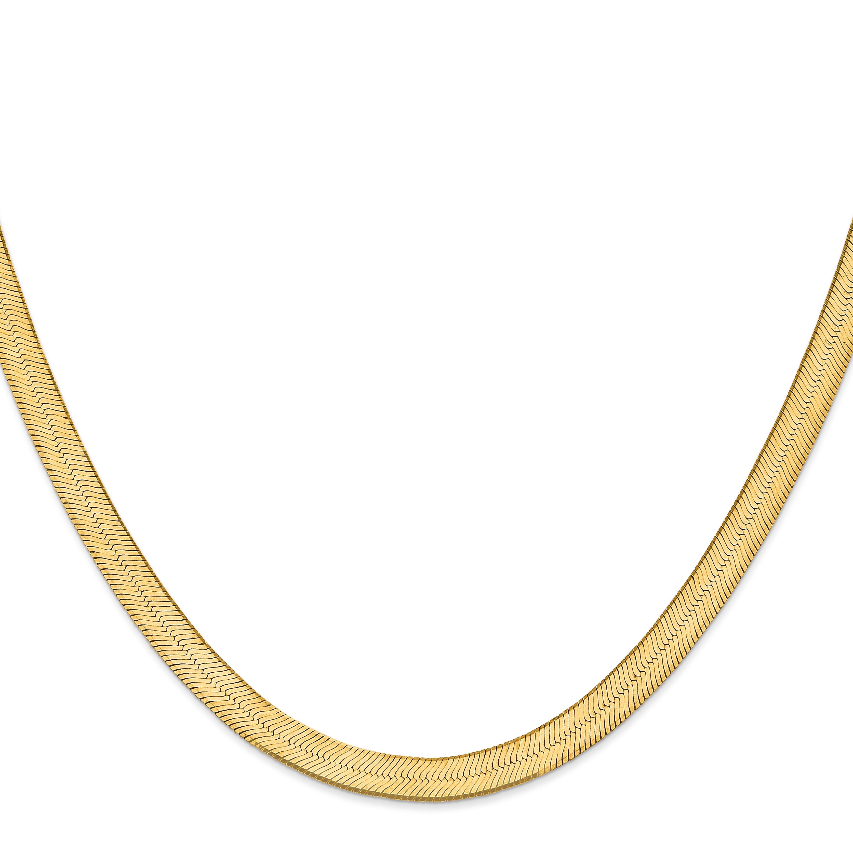 24 Inch 10K Yellow Gold 10K 6.5mm Silky Herringbone Chain Necklace