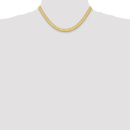 16 Inch 10K Yellow Gold 10K 6.5mm Silky Herringbone Chain Necklace