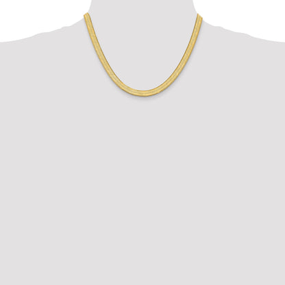 18 Inch 10K Yellow Gold 10K 6.5mm Silky Herringbone Chain Necklace