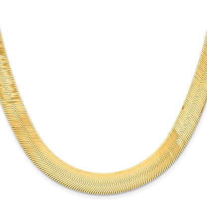 22 Inch 10K Yellow Gold 10K 10mm Silky Herringbone Chain Necklace