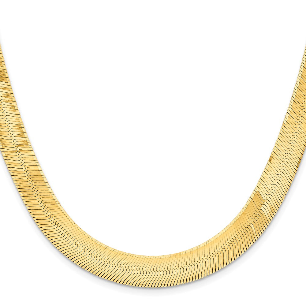 18 Inch 10K Yellow Gold 10K 10mm Silky Herringbone Chain Necklace