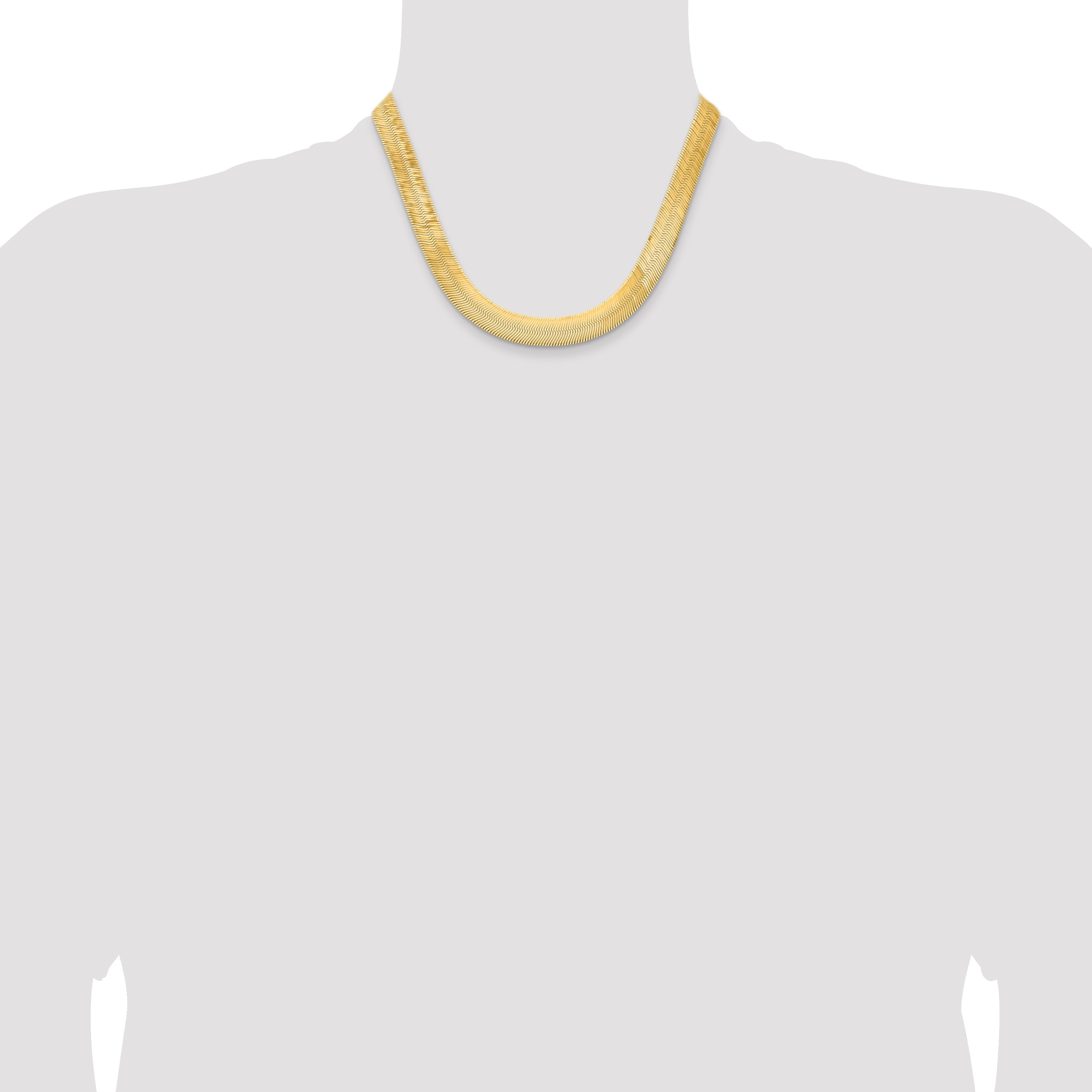 18 Inch 10K Yellow Gold 10K 10mm Silky Herringbone Chain Necklace