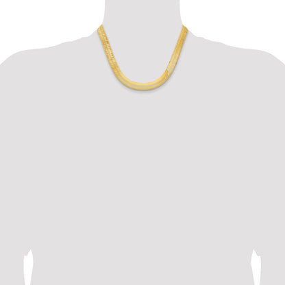 18 Inch 10K Yellow Gold 10K 10mm Silky Herringbone Chain Necklace