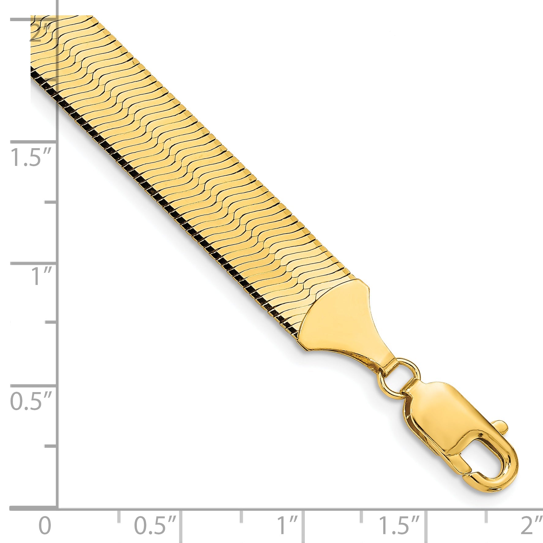 7 Inch 10K Yellow Gold 10K 10mm Silky Herringbone Chain Bracelet