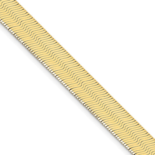 24 Inch 10K Yellow Gold 10K 10mm Silky Herringbone Chain Necklace