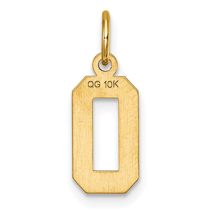 10K Yellow Gold 10Ky Casted Small Diamond-Cut Number 0 Charm