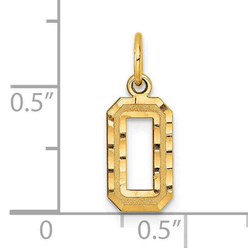 10K Yellow Gold 10Ky Casted Small Diamond-Cut Number 0 Charm
