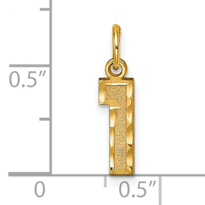 10K Yellow Gold 10Ky Casted Small Diamond-Cut Number 1 Charm
