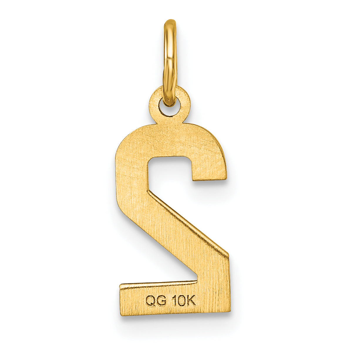 10K Yellow Gold 10Ky Casted Small Diamond-Cut Number 2 Charm