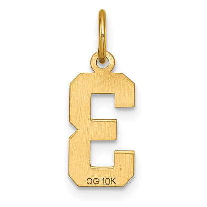 10K Yellow Gold 10Ky Casted Small Diamond-Cut Number 3 Charm