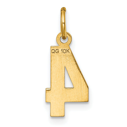 10K Yellow Gold 10Ky Casted Small Diamond-Cut Number 4 Charm
