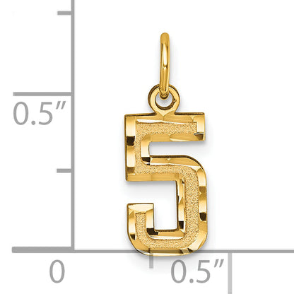 10K Yellow Gold 10Ky Casted Small Diamond-Cut Number 5 Charm