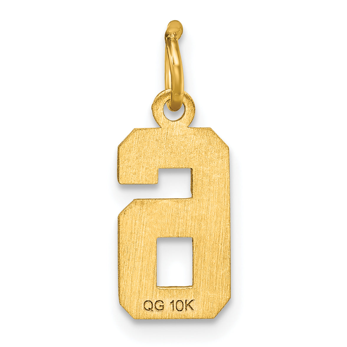 10K Yellow Gold 10Ky Casted Small Diamond-Cut Number 6 Charm