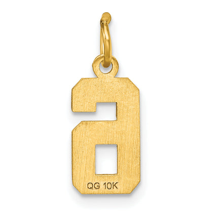 10K Yellow Gold 10Ky Casted Small Diamond-Cut Number 6 Charm