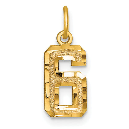 10K Yellow Gold 10Ky Casted Small Diamond-Cut Number 6 Charm