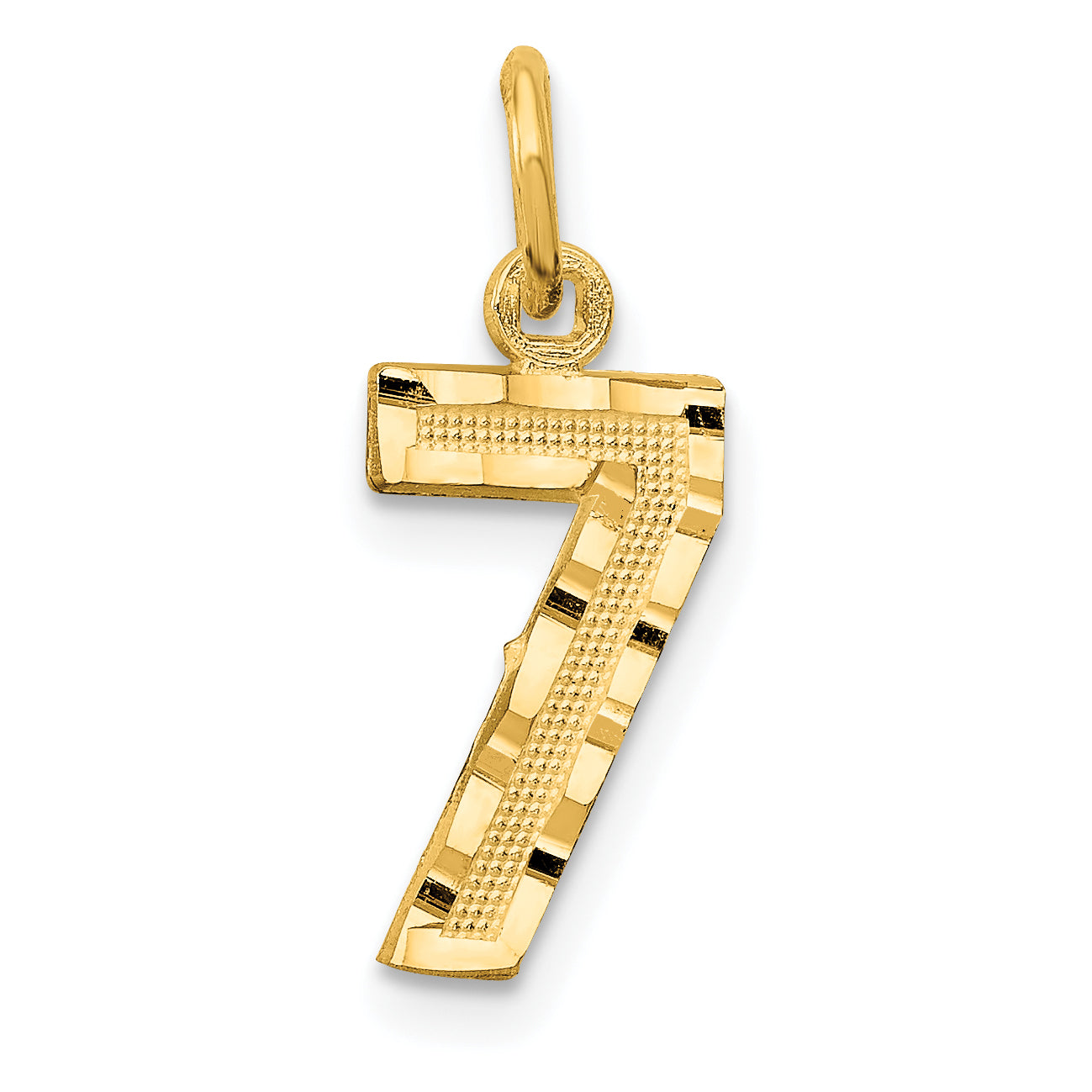 10K Yellow Gold 10Ky Casted Small Diamond-Cut Number 7 Charm