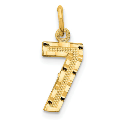 10K Yellow Gold 10Ky Casted Small Diamond-Cut Number 7 Charm
