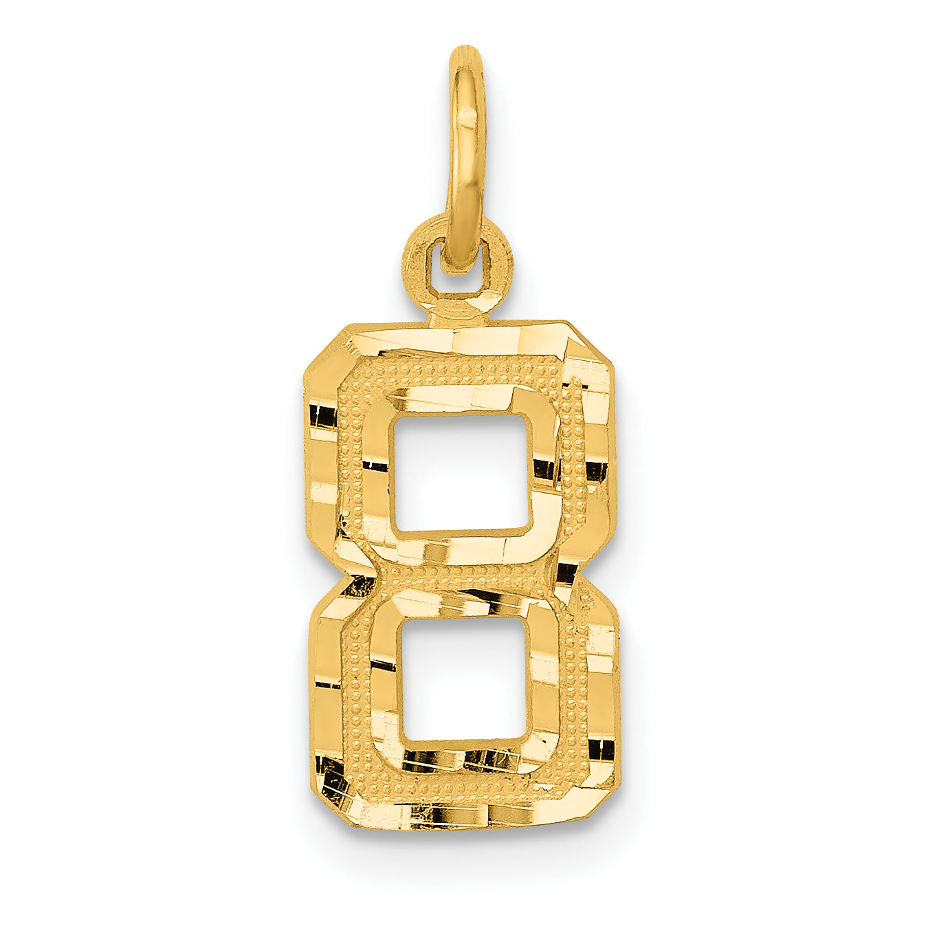 10K Yellow Gold 10Ky Casted Small Diamond-Cut Number 8 Charm