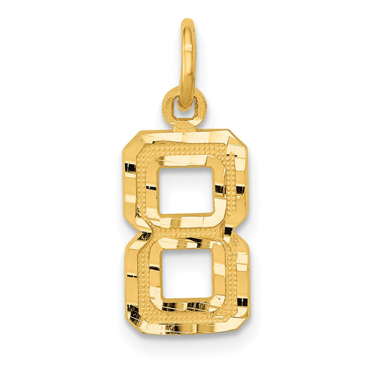 10K Yellow Gold 10Ky Casted Small Diamond-Cut Number 8 Charm