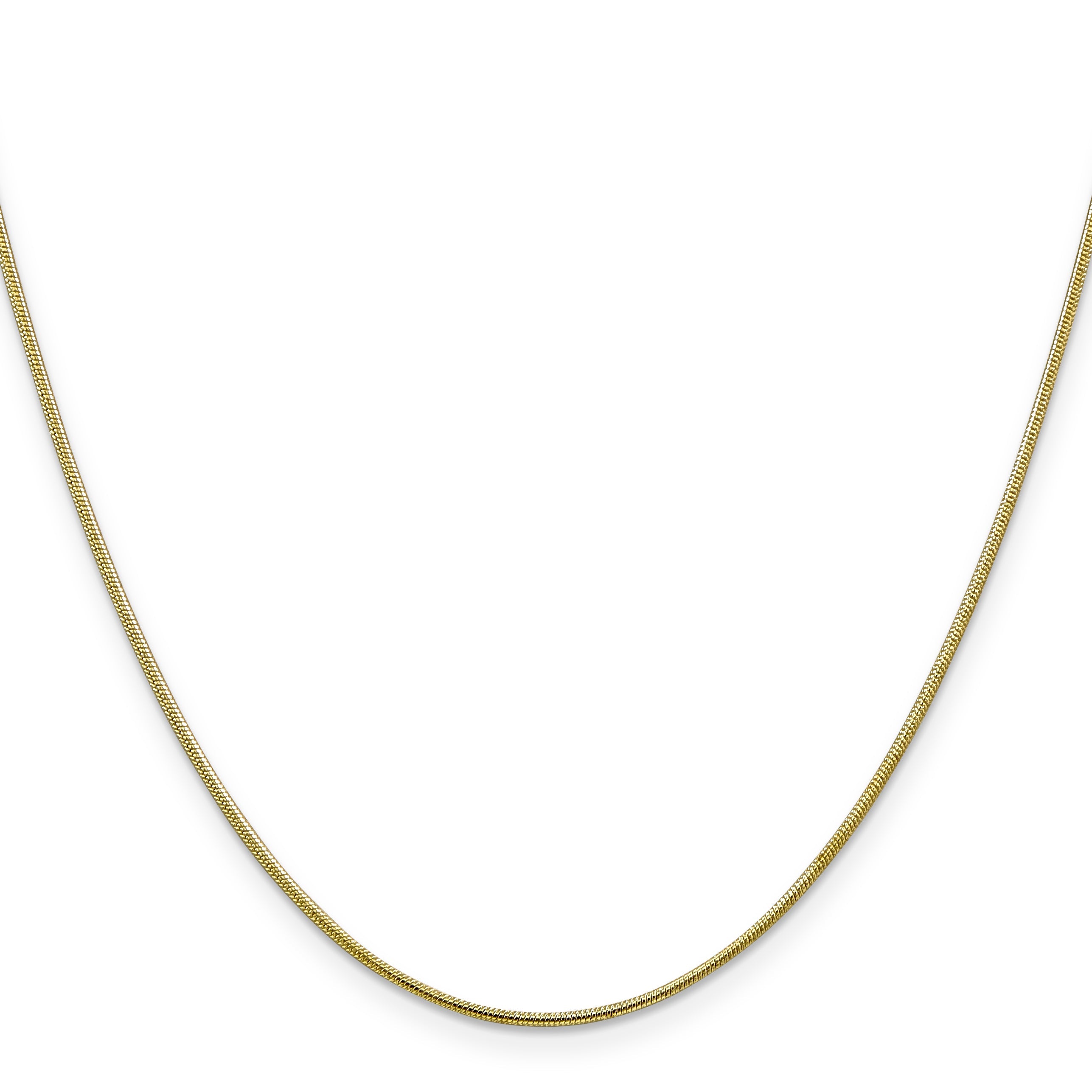 18 Inch 10K Yellow Gold 1.1mm Round Snake Chain Necklace