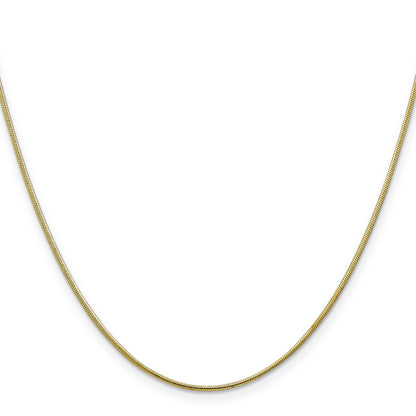 16 Inch 10K Yellow Gold 1.1mm Round Snake Chain Necklace