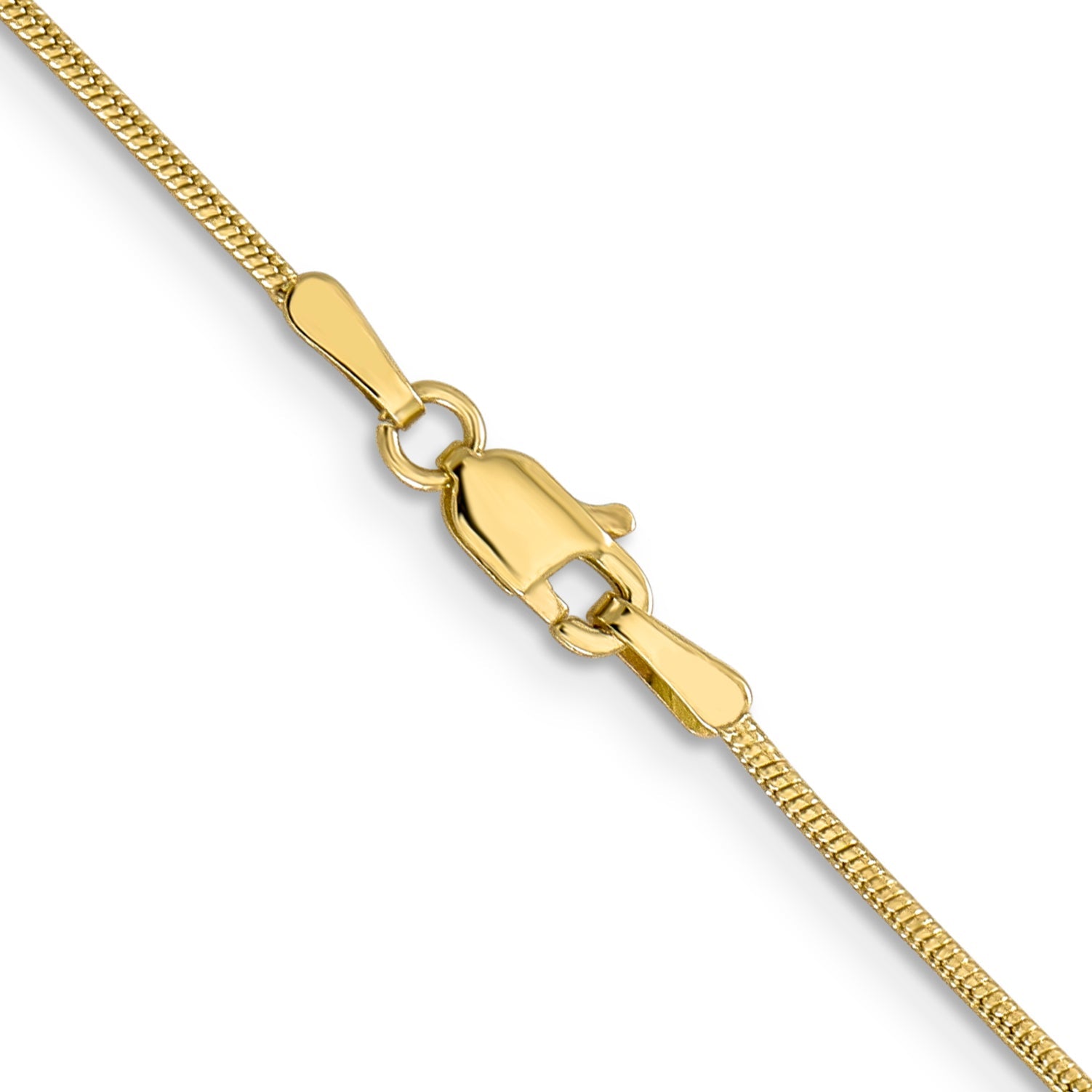 16 Inch 10K Yellow Gold 1.1mm Round Snake Chain Necklace