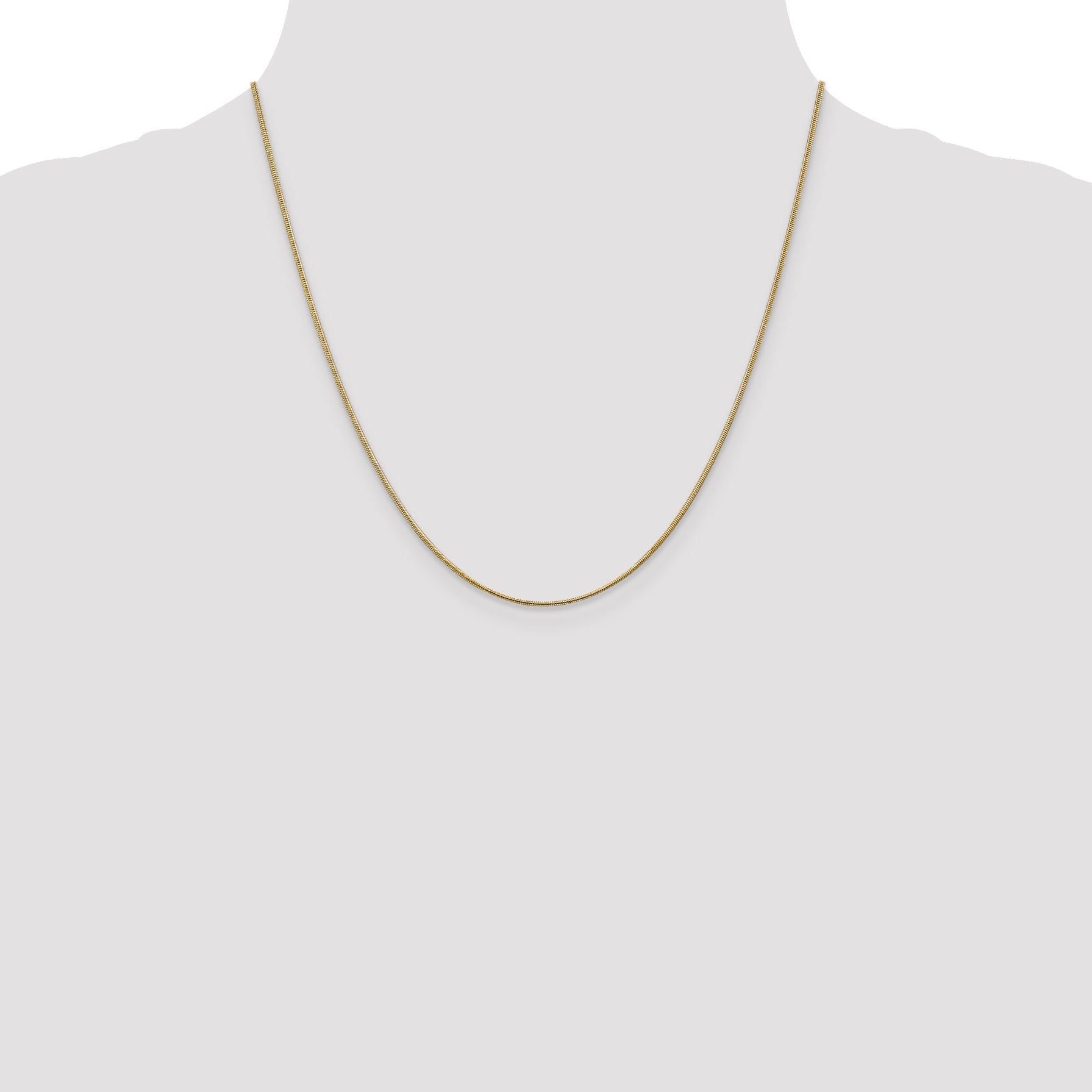 2 Inch 10K Yellow Gold 1.1mm Round Snake Chain Necklace