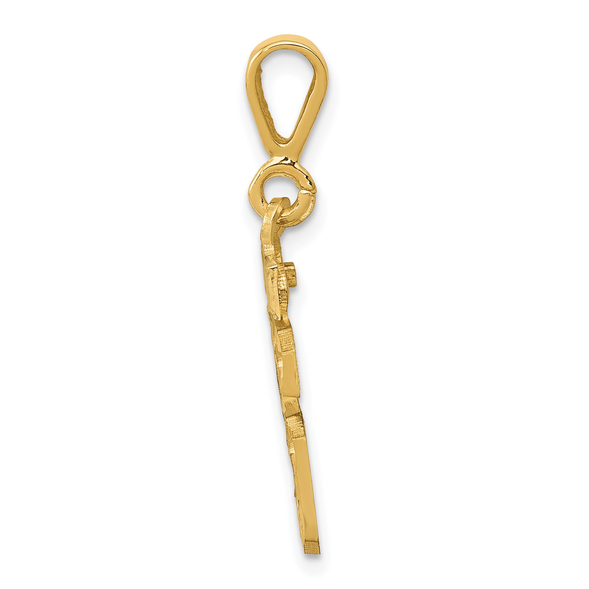 10K Yellow Gold 10Ky Casted Small Diamond-Cut Number 16 Charm
