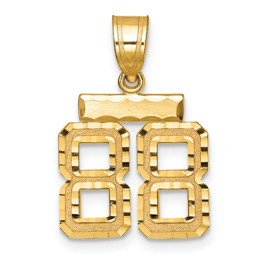 10K Yellow Gold Small Brushed Diamond-Cut Number 88 Charm