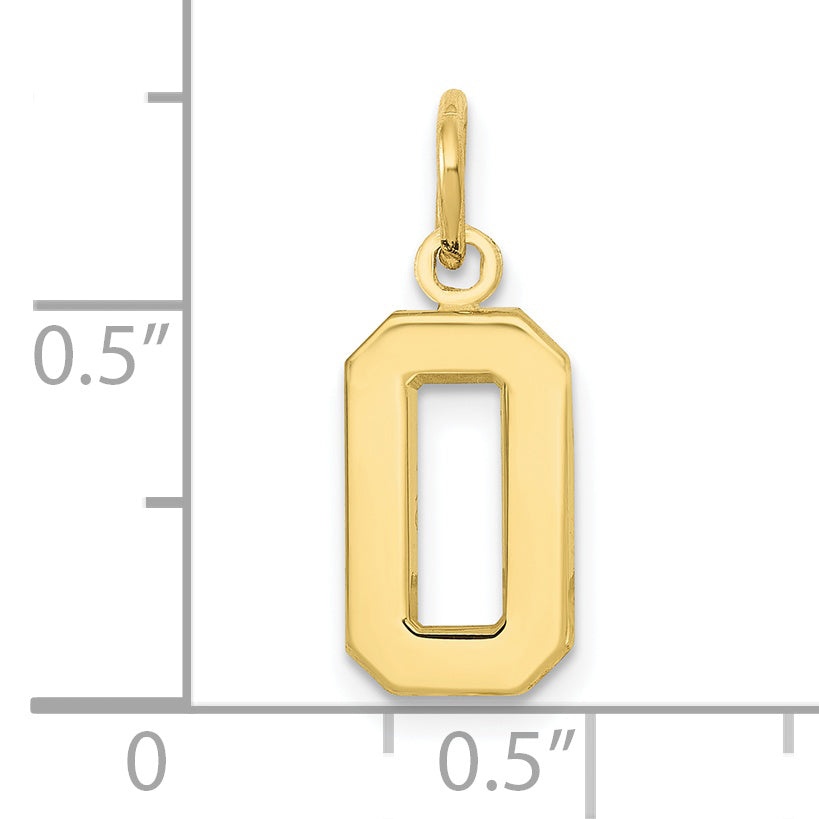 10K Yellow Gold Small Polished Number 0 Charm
