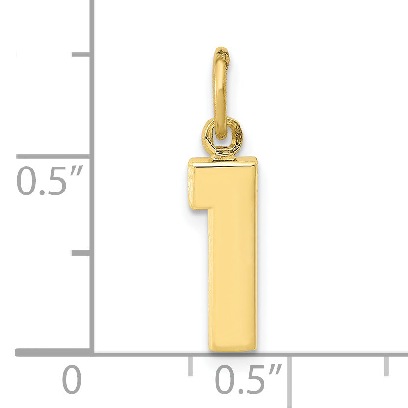 10K Yellow Gold Small Polished Number 1 Charm