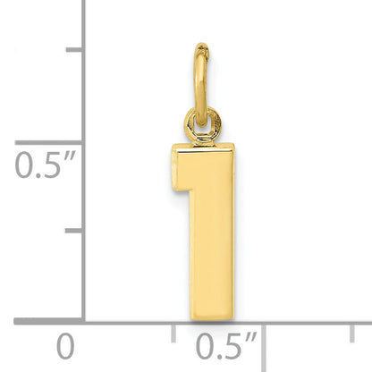 10K Yellow Gold Small Polished Number 1 Charm