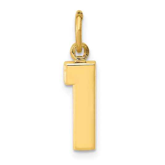 10K Yellow Gold Small Polished Number 1 Charm