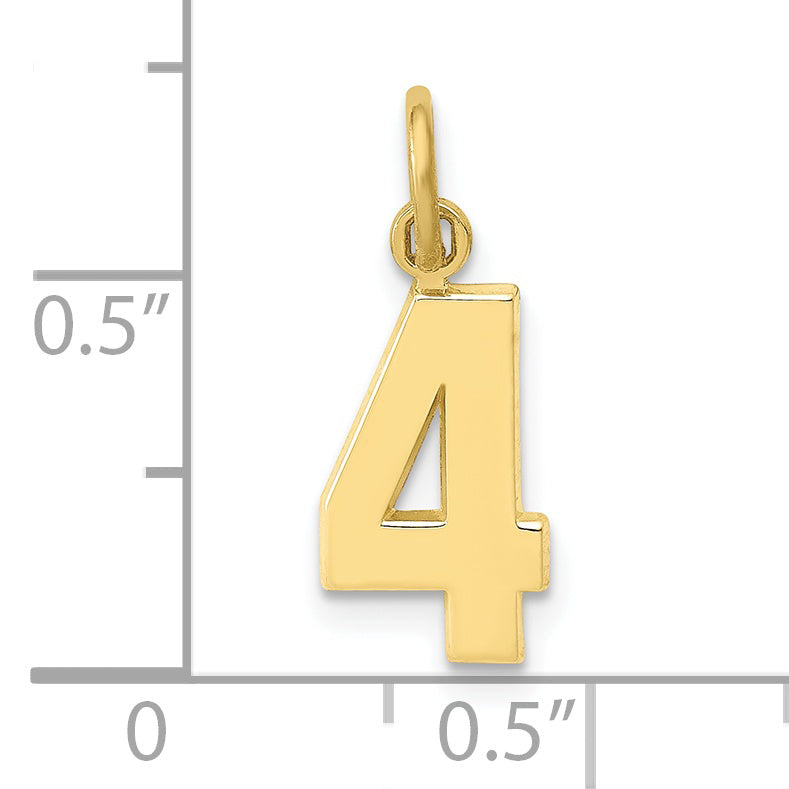 10K Yellow Gold Small Polished Number 4 Charm